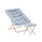 Flash Furniture Archer 28-in Oversized Folding Saucer Chair w/Folding Ottoman, Dusty Aqua Faux Fur/Soft Gold Frame FV-FSC-027-FR-DTAQ-SGD-GG - alternate 1